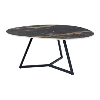 Table basse PETRANO effet marbre noir et sable