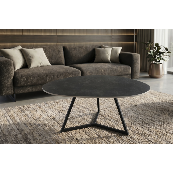 Table basse PETRANO 90cm grise anthracite mise en situation