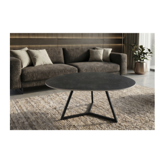 Table basse PETRANO 90cm grise anthracite mise en situation
