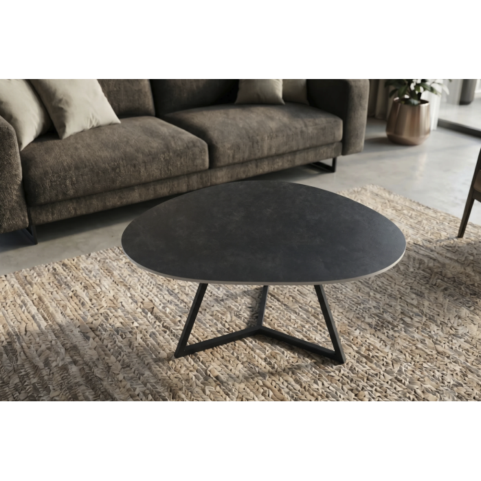 Table basse PETRANO 90cm grise anthracite vue de haut