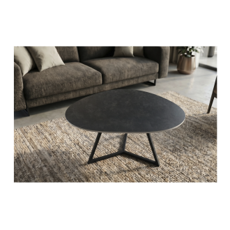 Table basse PETRANO 90cm grise anthracite vue de haut