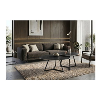 Table basse PETRANO 90cm grise anthracite vue avec une autre table basse de la même collection