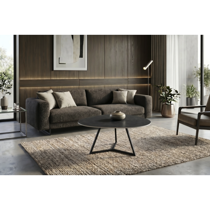 Table basse PETRANO 90cm grise anthracite vue de face