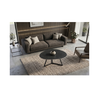 Table basse PETRANO 90cm grise anthracite vue de haut éloignée