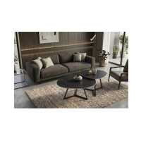 Table basse PETRANO 90cm grise anthracite vue de haut avec une autre table basse de la collection