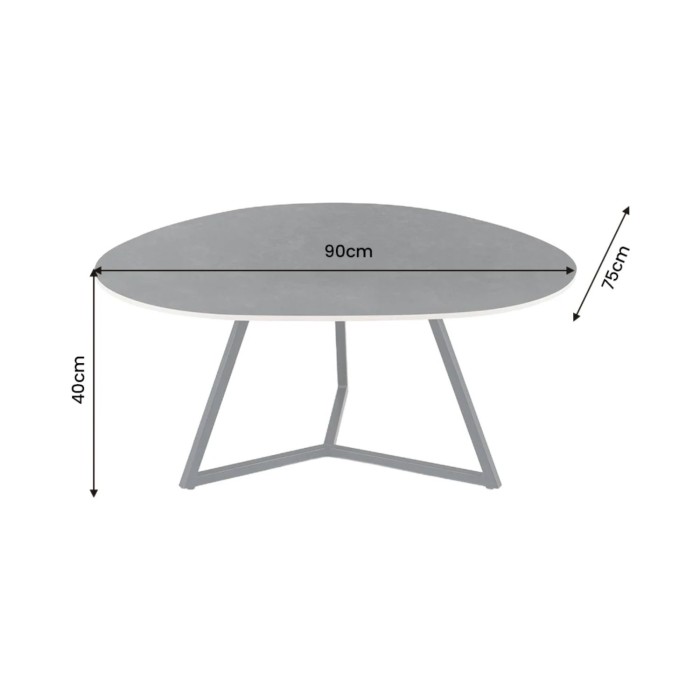 Table basse PETRANO 90cm grise anthracite dimensions