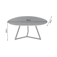 Table basse PETRANO 90cm grise anthracite dimensions