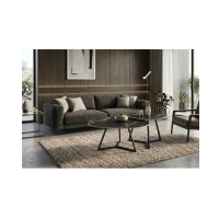 Table basse PETRANO 90cm effet marbre sable et noir vue avec une autre table basse de la même collection
