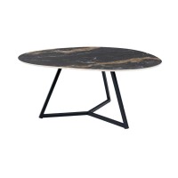 Table basse PETRANO 90cm effet marbre sable et noir
