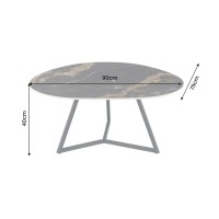 Table basse PETRANO 90cm effet marbre sable et noir dimensions