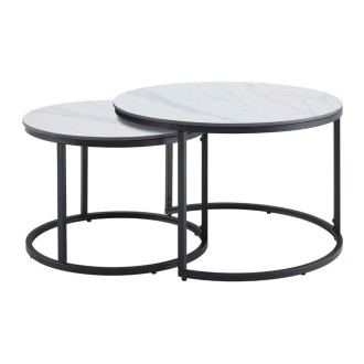 Tables basses gigognes VELTO effet marbre blanc