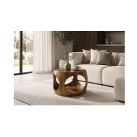 Table basse NERA 60cm en bois de sheesham vue de face