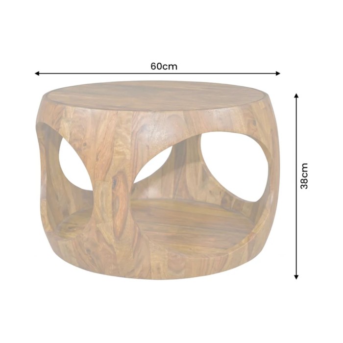 Table basse NERA 60cm en bois de sheesham dimensions