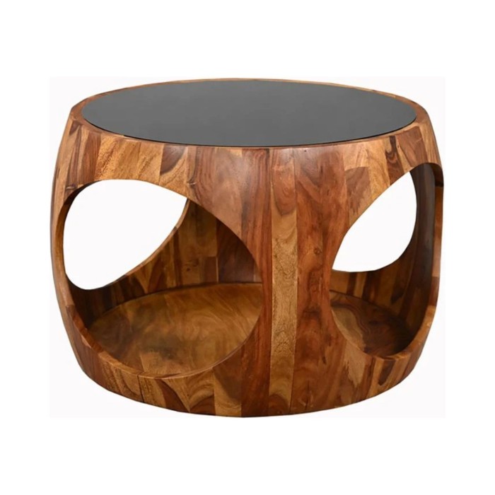 Table basse NERA 60cm en bois de sheesham et verre