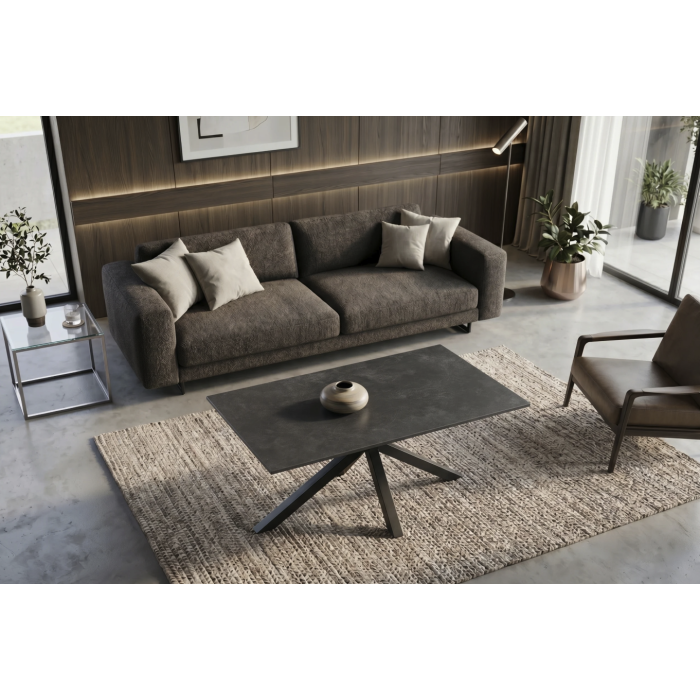 Table basse SOLARA 100cm grise anthracite vue de haut
