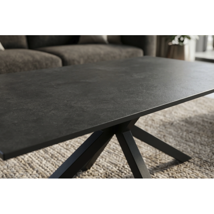 Zoom sur la texture du plateau de la table basse SOLARA 100cm grise anthracite
