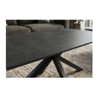 Zoom sur la texture du plateau de la table basse SOLARA 100cm grise anthracite