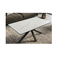 Table basse SOLARA 100cm effet marbre blanc vue de haut