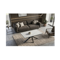Table basse SOLARA 100cm effet marbre blanc vue de haut éloignée