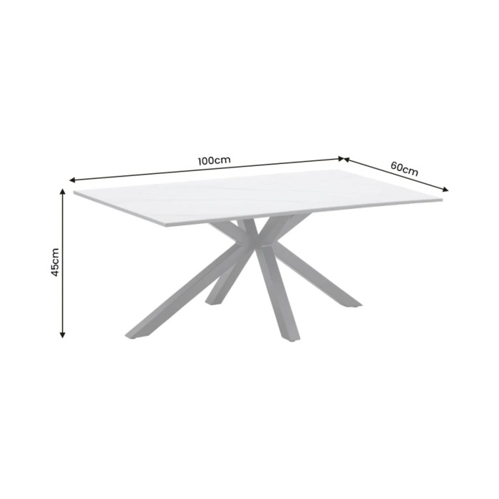 Table basse SOLARA 100cm effet marbre blanc dimensions