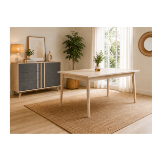 Buffet ENFILADE Sideboard kleines Modell MALMO helles Eichenholz und Betongrau