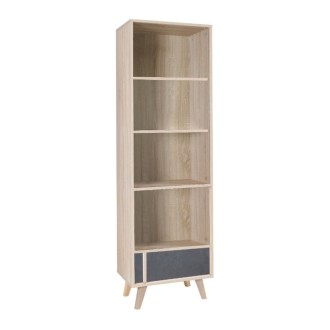 Biblioteca MALMO in rovere chiaro e grigio – 1 porta e 4 nicchie