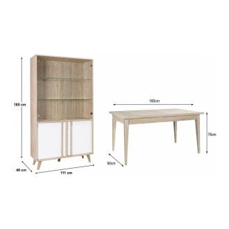 Ensemble de salle à manger MALMO : table 160cm et vitrine dimensions