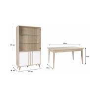 Ensemble de salle à manger MALMO : table 160cm et vitrine dimensions
