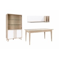 Ensemble MALMO : table, vitrine et étagère murale