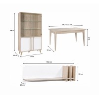 Ensemble MALMO : table extensible, vitrine et étagère murale dimensions