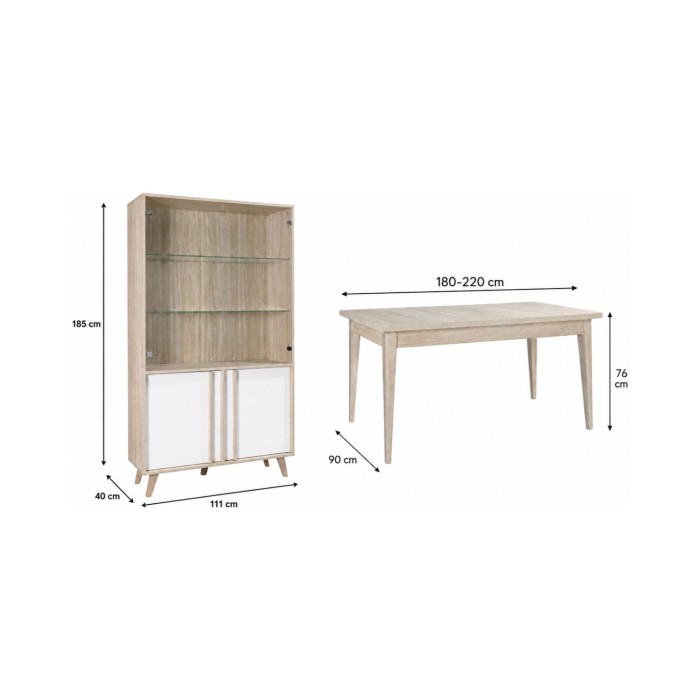 copy of Sala de comedor completa ISIS: Aparador, Bufé, Vitrina y Mesa Extensible.