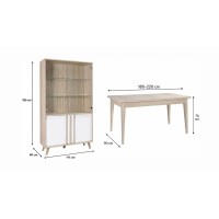 Ensemble MALMO : table extensible et vitrine dimensions