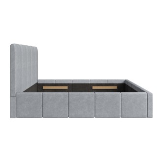 Volwassen bed RAVELLO 160x200 cm in grijze stof met gecapitonneerd hoofdeinde