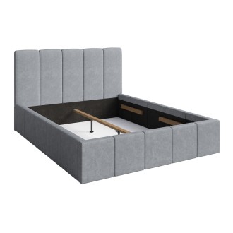 Volwassen bed RAVELLO 180x200 cm in grijze stof met gestoffeerd hoofdeinde