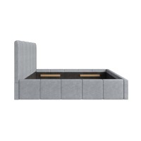Lit adulte RAVELLO 180x200 cm en tissu gris avec tête de lit capitonnée
