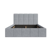 Lit adulte RAVELLO 180x200 cm en tissu gris avec tête de lit capitonnée