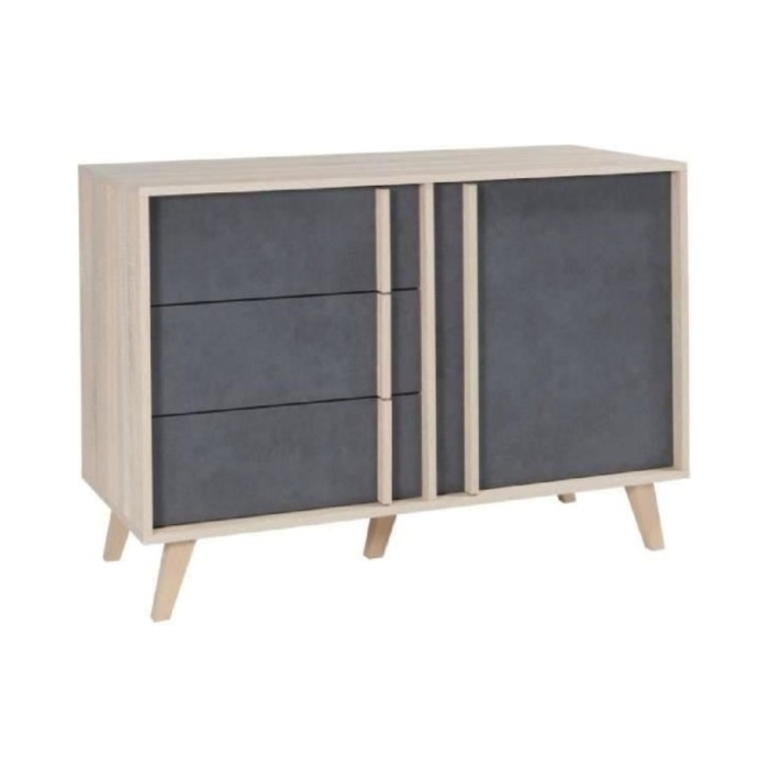 Buffet haut MALMO gris et chêne clair
