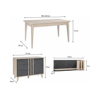 copy of Sala de comedor completa ISIS: Aparador, Bufé, Vitrina y Mesa Extensible.
