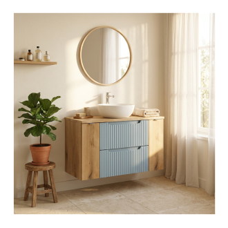 Piano per lavabo NATOURA 100,8 cm in MDF effetto rovere chiaro con bordo naturale – Ripiano per lavabo da appoggio