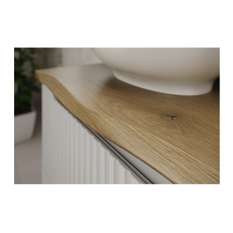 Piano per lavabo NATOURA 100,8 cm in MDF effetto rovere chiaro con bordo naturale – Ripiano per lavabo da appoggio