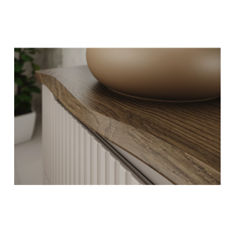 Plan para lavabo NATOURA 120,8 cm en MDF aspecto roble oscuro con borde natural