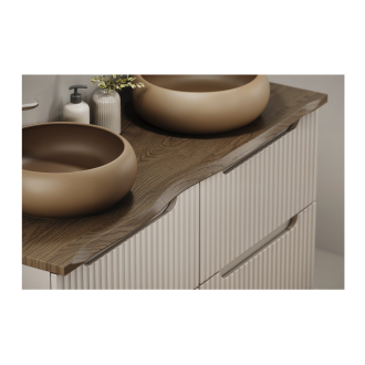 Plan para lavabo NATOURA 120,8 cm en MDF aspecto roble oscuro con borde natural