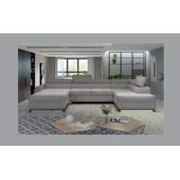 Canapé panoramique Gris 5 places angle droit assise large 300cm CLOTIS 