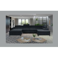 Canapé panoramique Gris foncé 5 places angle droit confort modulable CLOTIS 