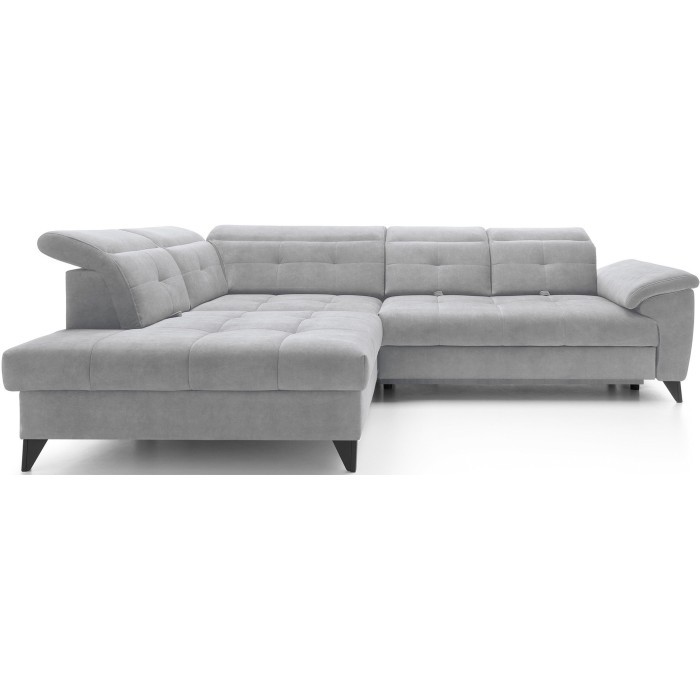 Canapé d'angle Gris 5 places angle gauche couchage 128x225cm INFERNO 