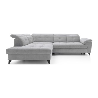 Canapé d'angle Gris 5 places angle gauche couchage 128x225cm INFERNO 