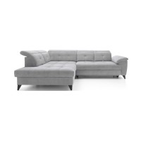 Canapé d'angle Gris 5 places angle gauche couchage 128x225cm INFERNO 