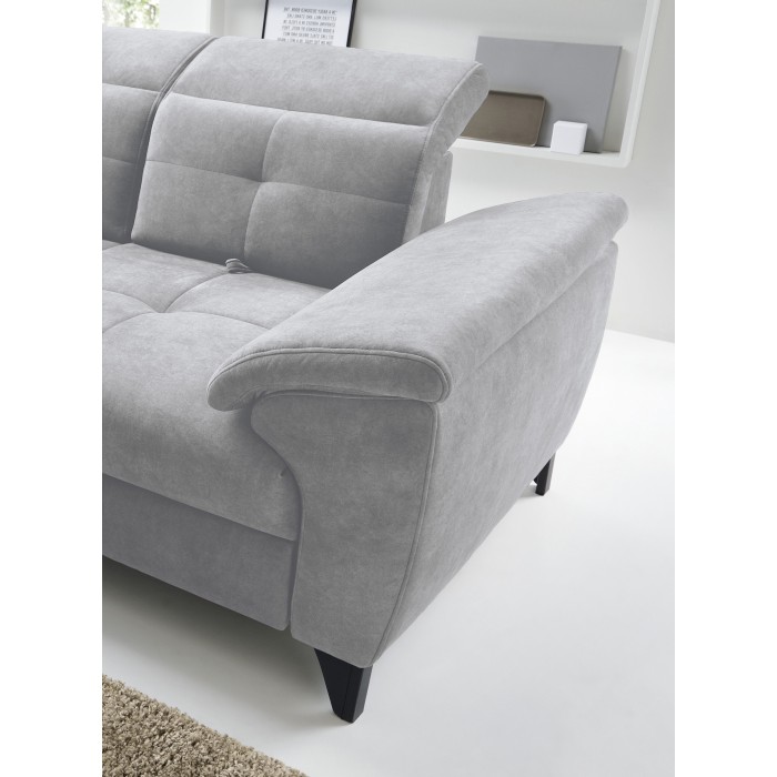 Canapé d'angle Gris 5 places angle gauche couchage 128x225cm INFERNO 