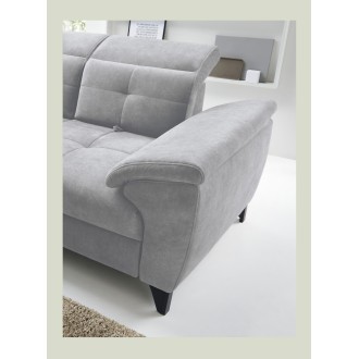 Canapé d'angle Gris 5 places angle gauche couchage 128x225cm INFERNO 