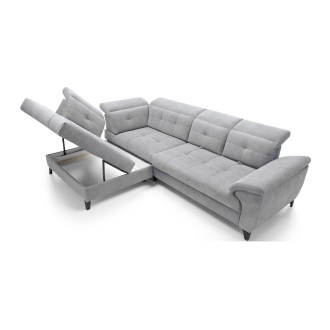Canapé d'angle Gris 5 places angle gauche couchage 128x225cm INFERNO 